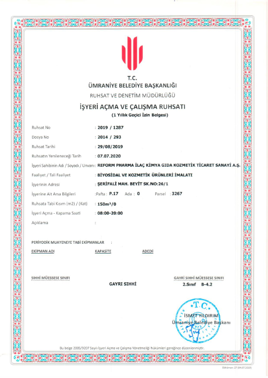 İşyeri Açma (Biyosidal ve Kozmetik)